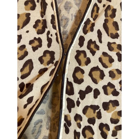 J. Crew Wool Cardigan Womens Small Brown Cheetah Leopard Lightweight Open Front - Picture 4 of 13